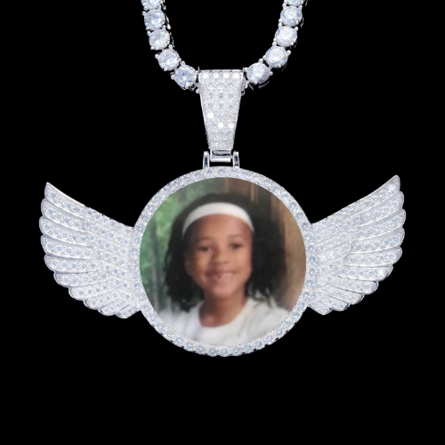 925S & VVS Moissanite 3D Wing Custom Picture Pendant