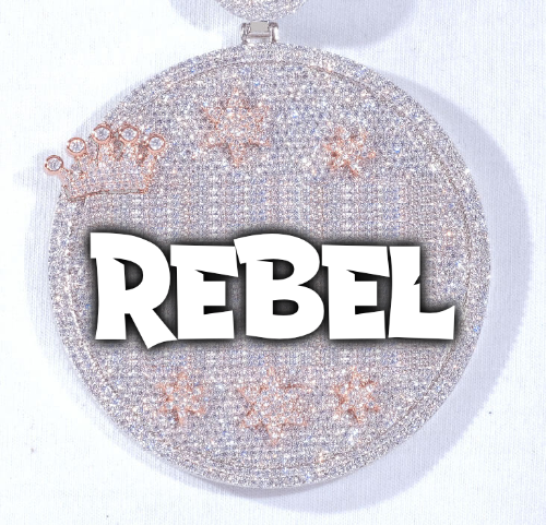 CUSTOM LETTER NECKLACE 3D BIG CROWN DISC