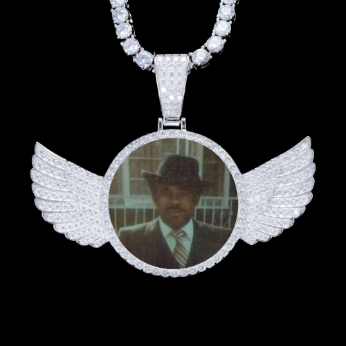 925S & VVS Moissanite 3D Wing Custom Picture Pendant