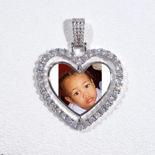 3D Spinning 2-Faced Heart Custom Picture Pendant
