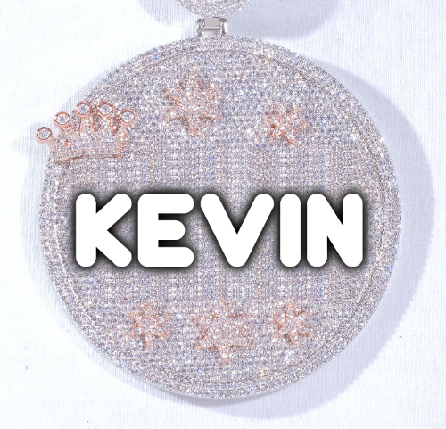 CUSTOM LETTER NECKLACE 3D BIG CROWN DISC