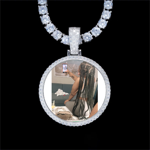 925S & VVS Moissanite 3D Circle Custom Picture Pendant