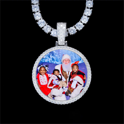 925S & VVS Moissanite 3D Circle Custom Picture Pendant