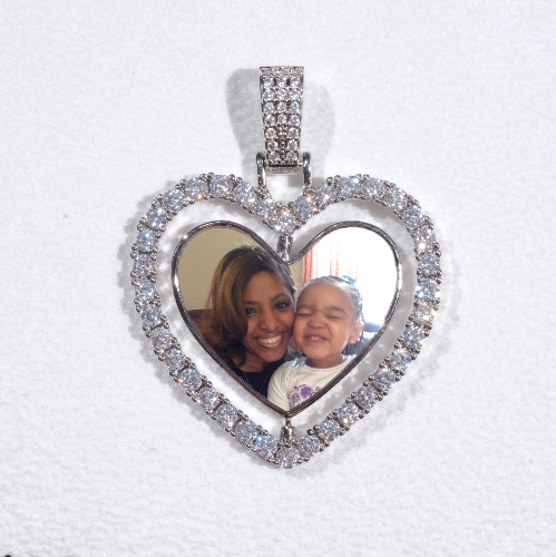 3D Spinning 2-Faced Heart Custom Picture Pendant
