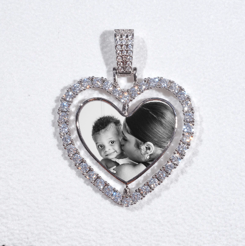 3D Spinning 2-Faced Heart Custom Picture Pendant