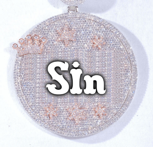 CUSTOM LETTER NECKLACE 3D BIG CROWN DISC