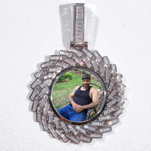 Large 3D Baguette Custom Picture Pendant