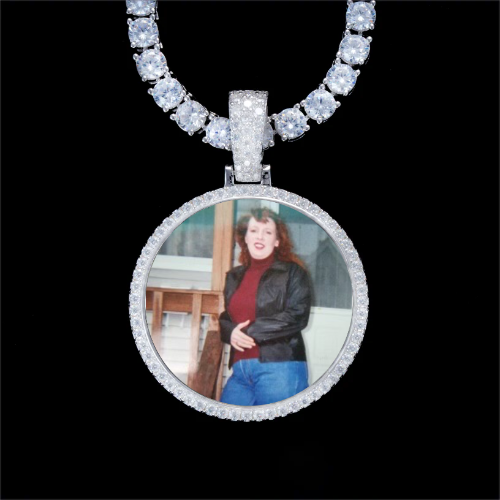 925S & VVS Moissanite 3D Circle Custom Picture Pendant