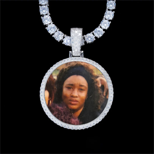 925S & VVS Moissanite 3D Circle Custom Picture Pendant