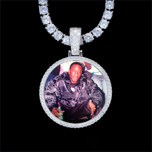 925S & VVS Moissanite 3D Circle Custom Picture Pendant