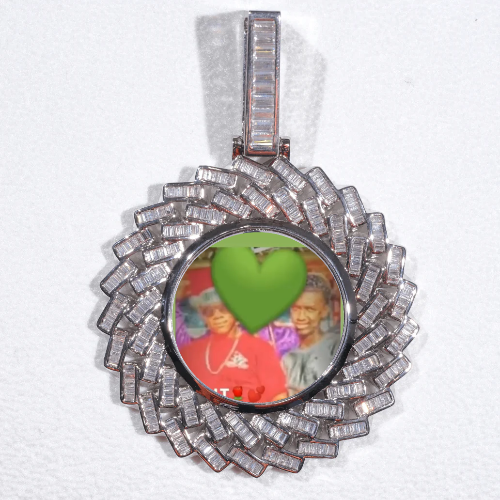 Large 3D Baguette Custom Picture Pendant