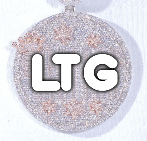 CUSTOM LETTER NECKLACE 3D BIG CROWN DISC