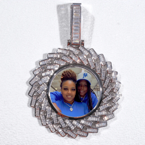 Large 3D Baguette Custom Picture Pendant