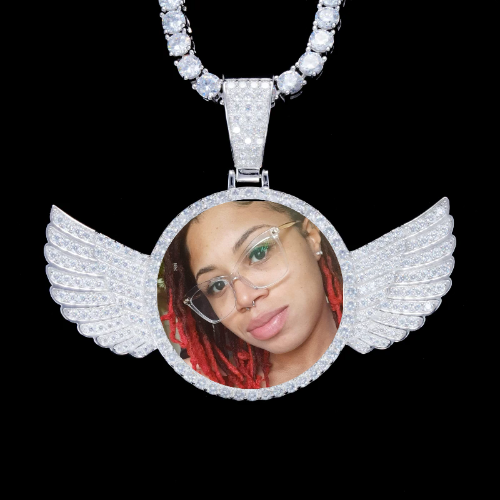 925S & VVS Moissanite 3D Wing Custom Picture Pendant