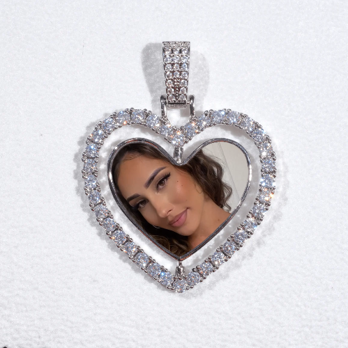 3D Spinning 2-Faced Heart Custom Picture Pendant