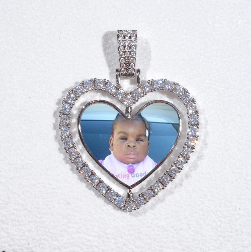 3D Spinning 2-Faced Heart Custom Picture Pendant