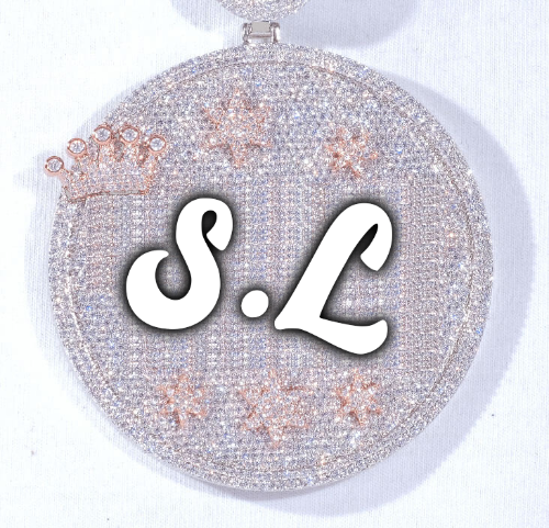 CUSTOM LETTER NECKLACE 3D BIG CROWN DISC