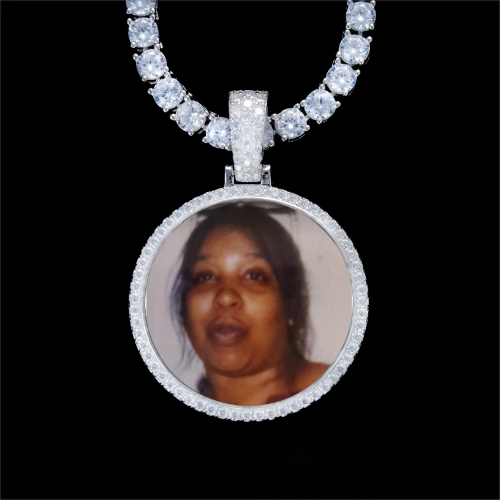 925S & VVS Moissanite 3D Circle Custom Picture Pendant