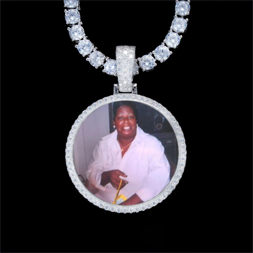 925S & VVS Moissanite 3D Circle Custom Picture Pendant