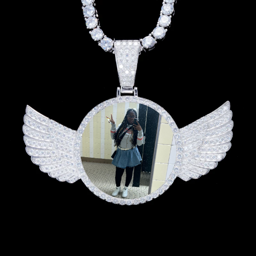 925S & VVS Moissanite 3D Wing Custom Picture Pendant