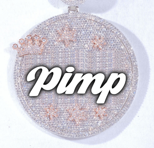 CUSTOM LETTER NECKLACE 3D BIG CROWN DISC