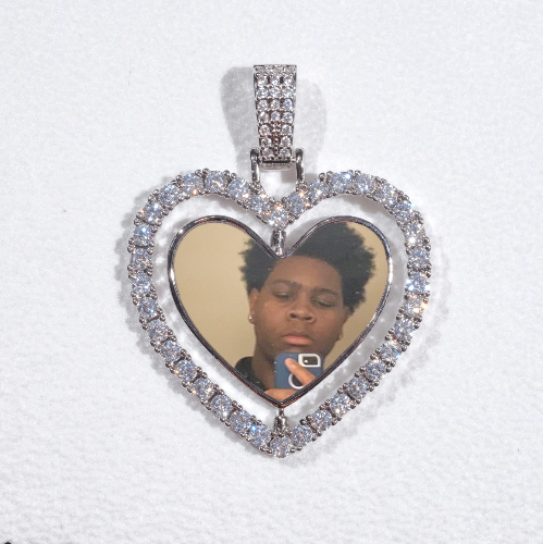 3D Spinning 2-Faced Heart Custom Picture Pendant