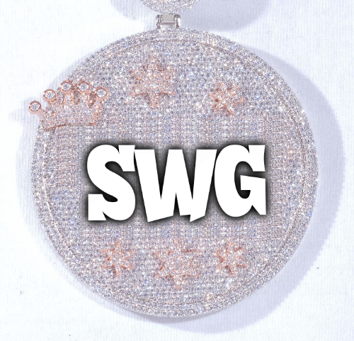 CUSTOM LETTER NECKLACE 3D BIG CROWN DISC