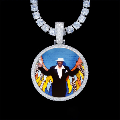 925S & VVS Moissanite 3D Circle Custom Picture Pendant