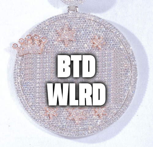 CUSTOM LETTER NECKLACE 3D BIG CROWN DISC