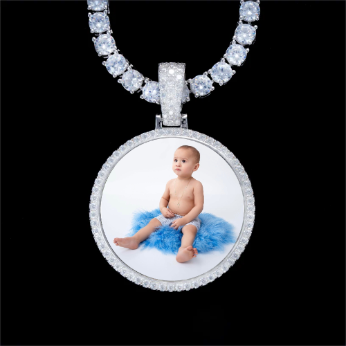 925S & VVS Moissanite 3D Circle Custom Picture Pendant
