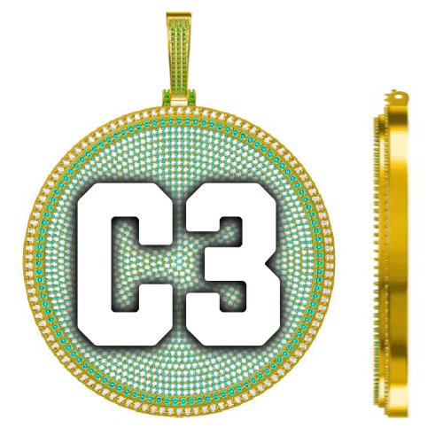 CUSTOM LETTER NECKLACE 3D BIG DISC