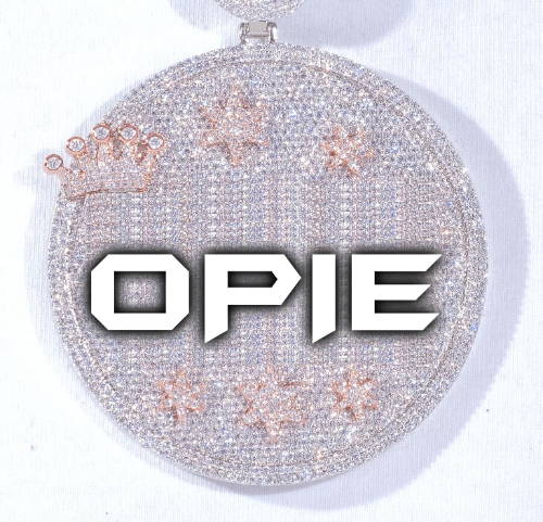 CUSTOM LETTER NECKLACE 3D BIG CROWN DISC