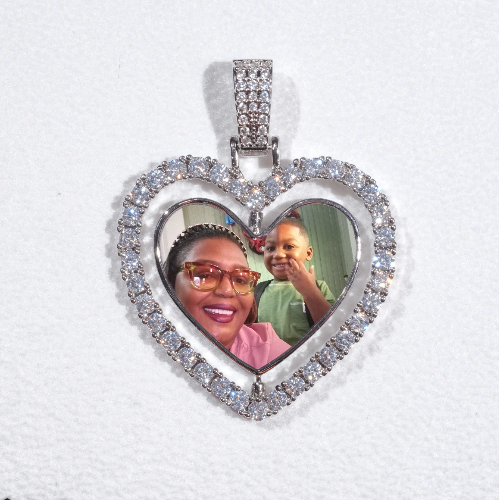 3D Spinning 2-Faced Heart Custom Picture Pendant