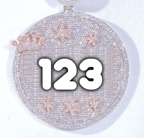 CUSTOM LETTER NECKLACE 3D BIG CROWN DISC