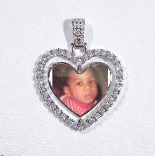3D Spinning 2-Faced Heart Custom Picture Pendant