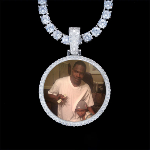 925S & VVS Moissanite 3D Circle Custom Picture Pendant