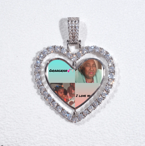 3D Spinning 2-Faced Heart Custom Picture Pendant
