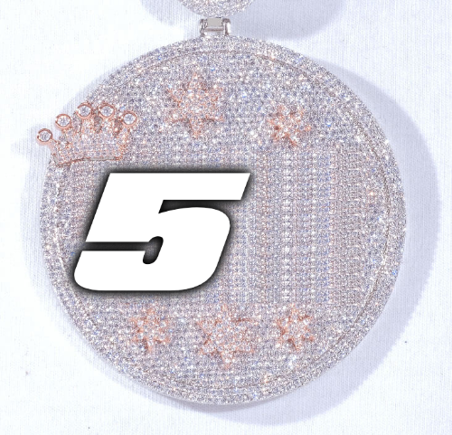 CUSTOM LETTER NECKLACE 3D BIG CROWN DISC