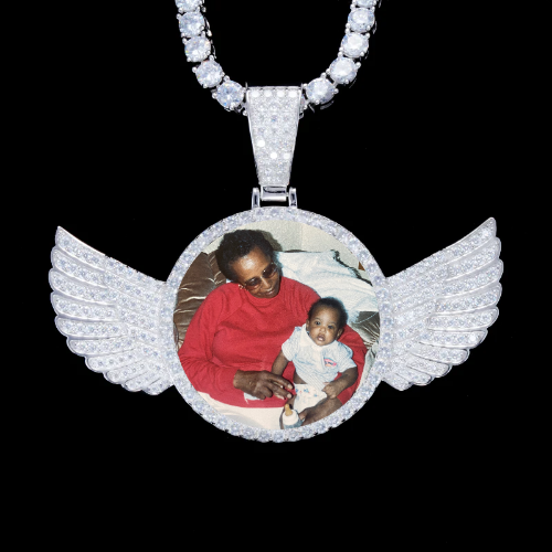925S & VVS Moissanite 3D Wing Custom Picture Pendant