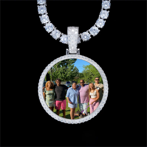 925S & VVS Moissanite 3D Circle Custom Picture Pendant