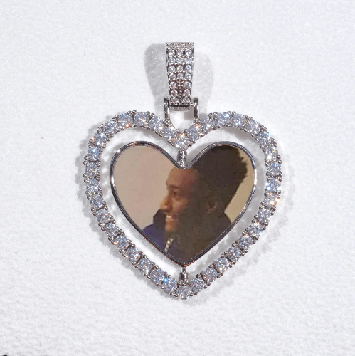 3D Spinning 2-Faced Heart Custom Picture Pendant