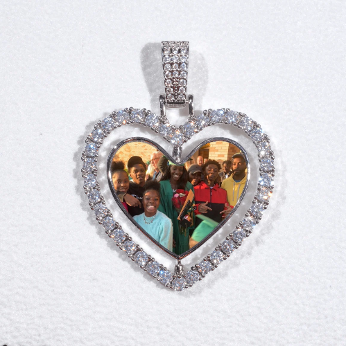 3D Spinning 2-Faced Heart Custom Picture Pendant