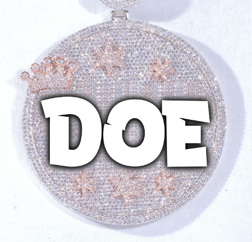 CUSTOM LETTER NECKLACE 3D BIG CROWN DISC
