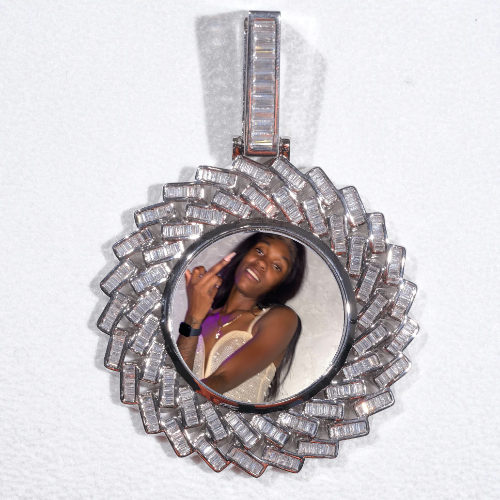 Large 3D Baguette Custom Picture Pendant