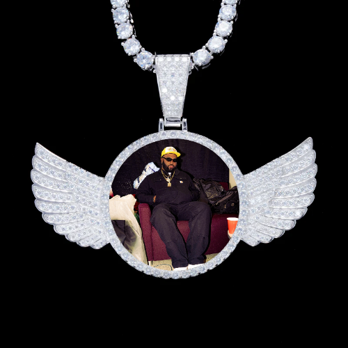 925S & VVS Moissanite 3D Wing Custom Picture Pendant