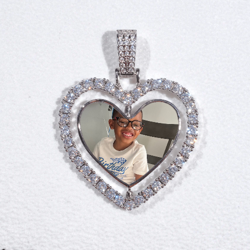 3D Spinning 2-Faced Heart Custom Picture Pendant