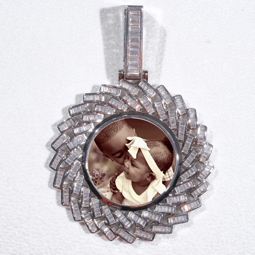 Large 3D Baguette Custom Picture Pendant