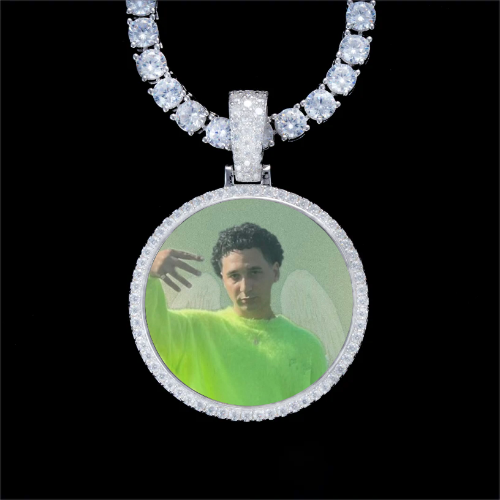 925S & VVS Moissanite 3D Circle Custom Picture Pendant
