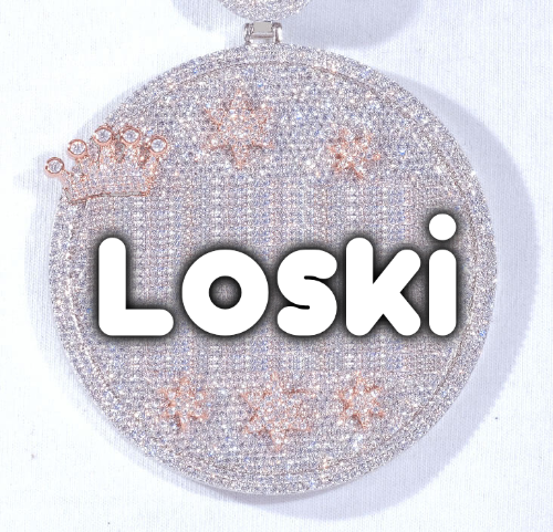 CUSTOM LETTER NECKLACE 3D BIG CROWN DISC