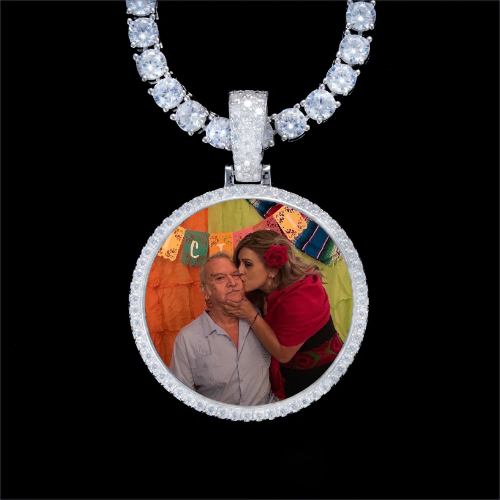 925S & VVS Moissanite 3D Circle Custom Picture Pendant